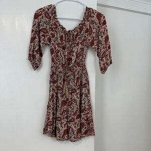 Justify Red and Brown Paisley Mini Dress